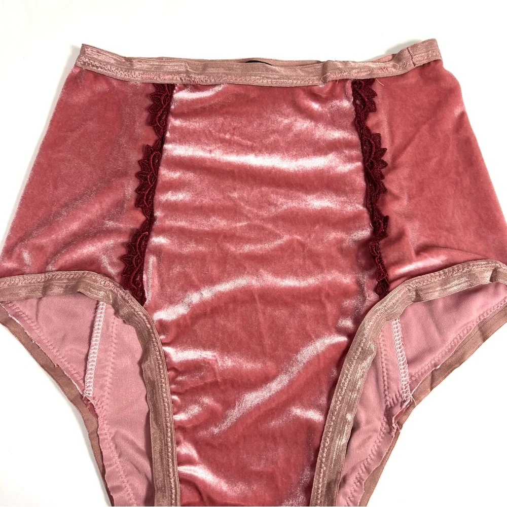 Unique K.S. Garner Velvet Bloomers Pink Velvet Red Trim - Picture 7 of 15